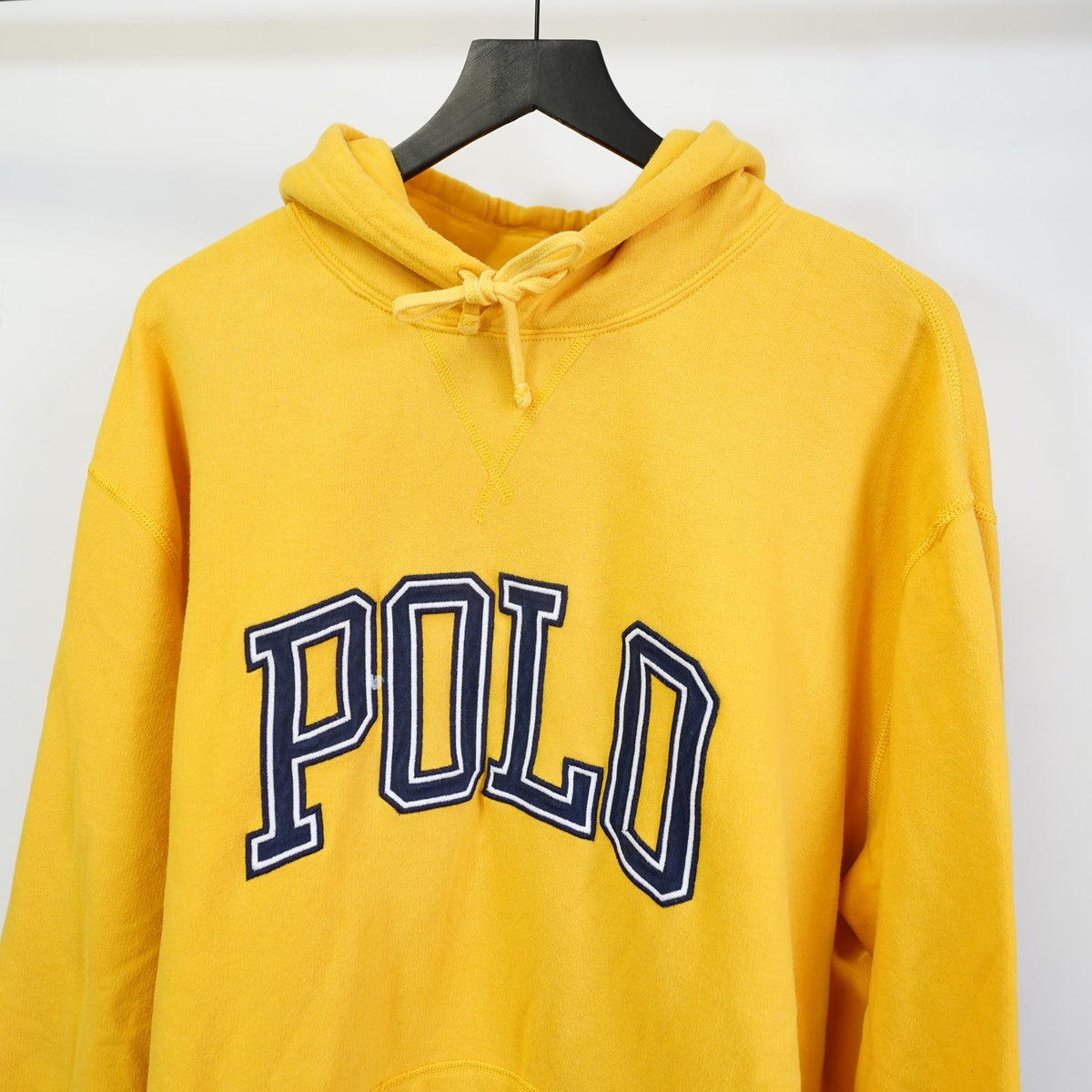 (3XLT) Vintage Polo Ralph Lauren Sewn Spellout Hoodie Men's 3XLT Yellow Blue Stitched