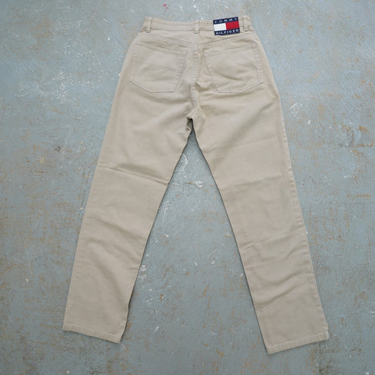 (Women's 6 26x30) Vintage Tommy Hilfiger Tan Jeans Big Flag Khaki Pants Y2K