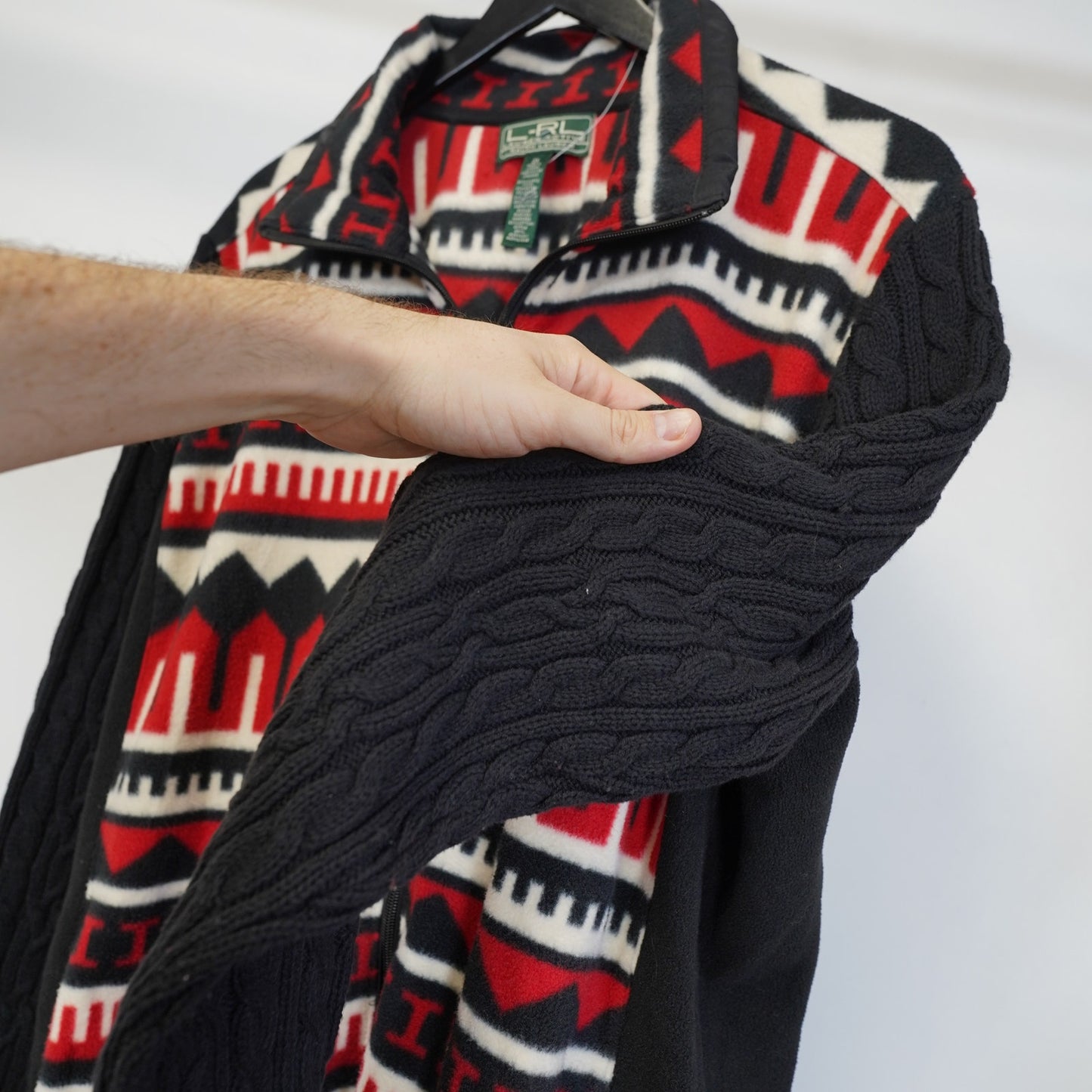 (Women's XXL) Lauren Ralph Lauren Fleece Full-Zip Jacket Women's 2XL Black Southwest Aztec