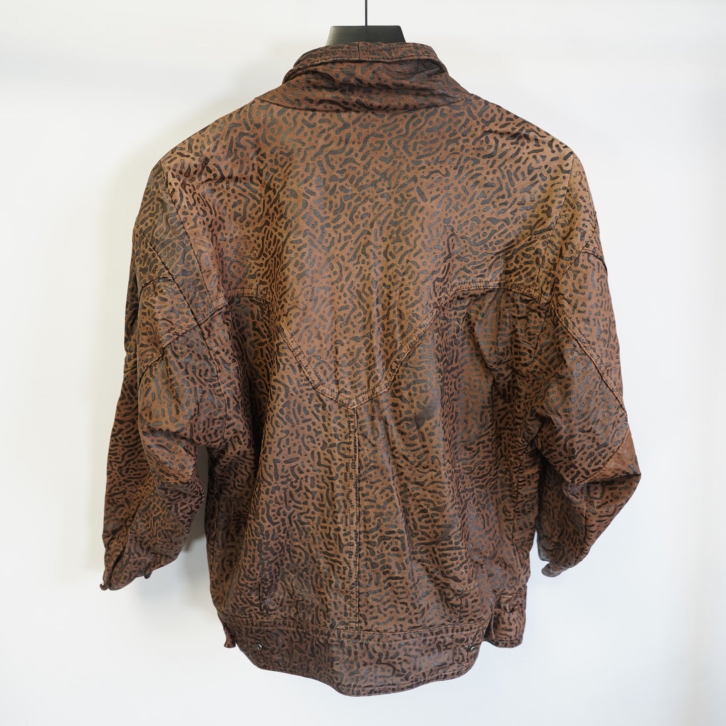 (Women's M) Vintage G-III Animal Print 80s Leather Jacket Women's M Brown Cheetah Pattern