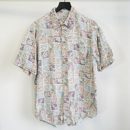 Vintage L.L.Bean Cool Weave 90s Floral Hawaiian Shirt Men's L Tall Multicolor