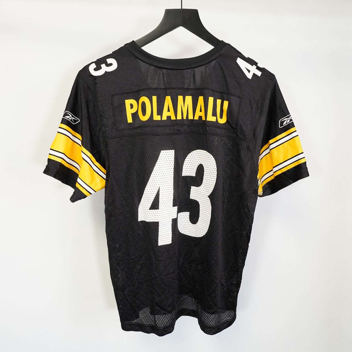 (Women's XL) Vintage Reebok Pittsburgh Steelers Troy Polamalu #43 Jersey Black NFL