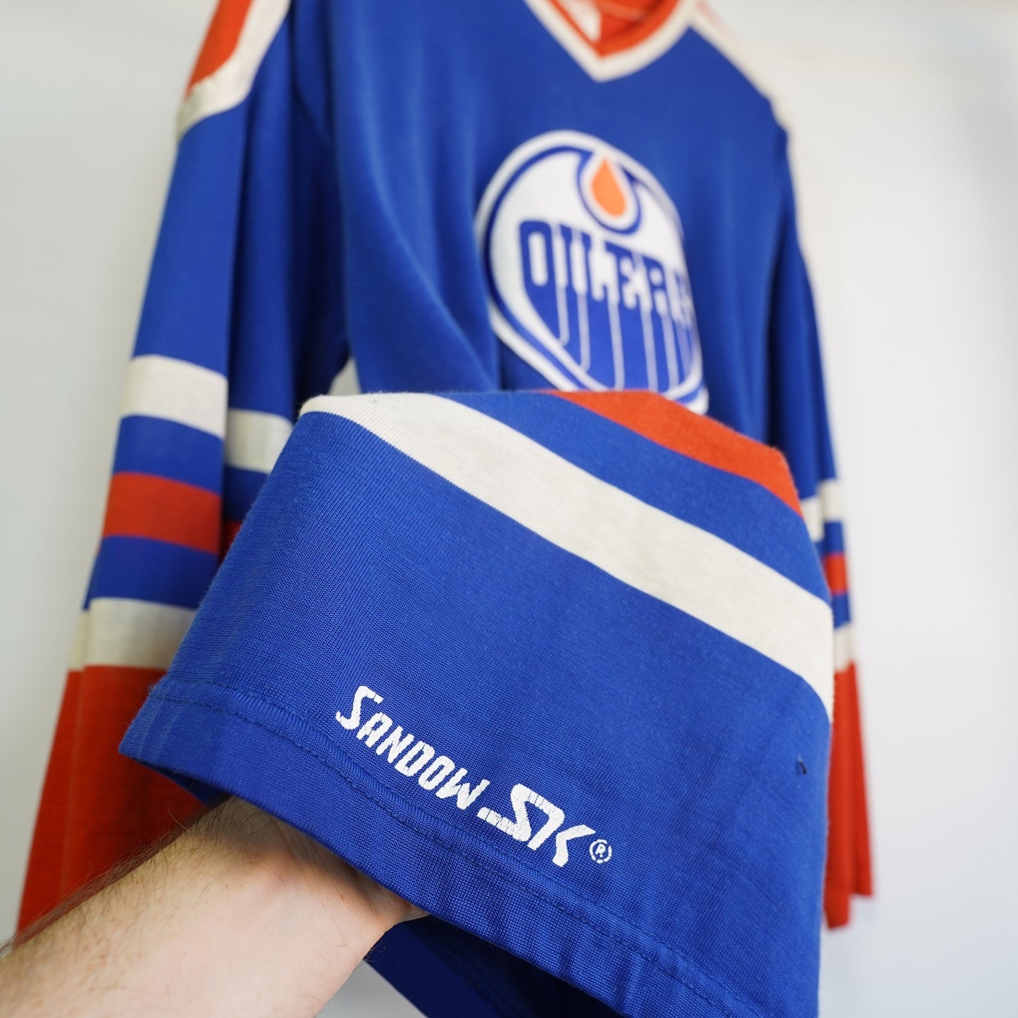 (XL) Vintage 80s Sandow Knit SK Edmonton Oilers Embroidered Hockey Jersey
