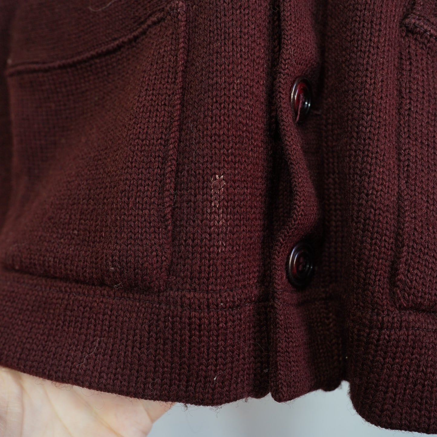 (M) True Vintage 40s-50s Letterman Wool Knit Sweater Cardigan Men's M Maroon Holmes