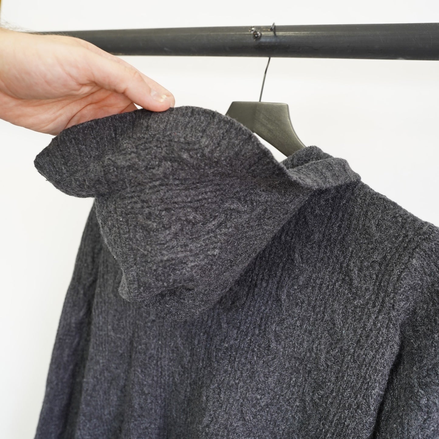 (Women's M) Patagonia Women's Merino Wool Cable-Knit Full-Zip Hooded Coat Sz M Gray Cottage