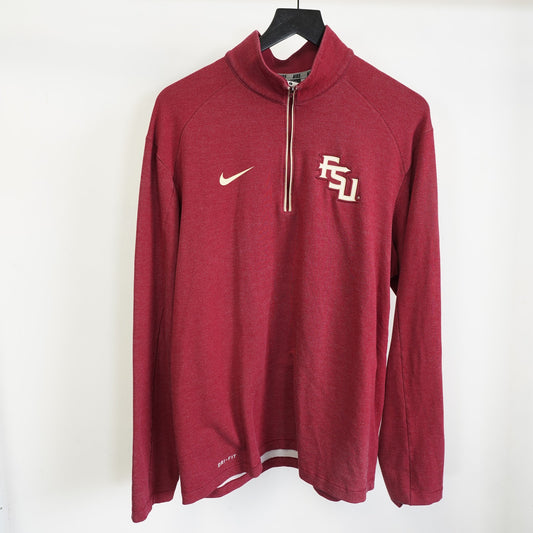 (L) Nike FSU Florida State Seminoles 1/4 Zip Pullover Men's L Dri-Fit Red Gold