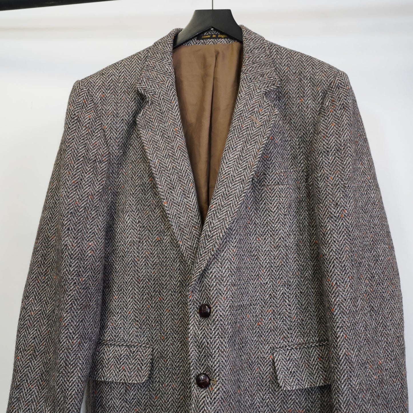 (L 46R) Hardy Amies Aberdeen Tweed Crombie Scotland Wool Blazer Jacket Men's Size L 46 R