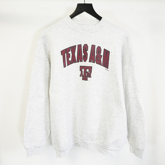 (XL) Vintage Texas A&M Aggies Sweatshirt Men's XL Heather Gray Tultex 90s ATM Retro