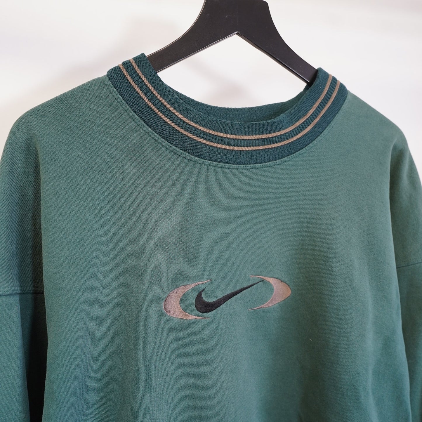 (XXL) Vintage Nike Center Swoosh Stitched Crewneck Sweatshirt Men's XXL Green 90s