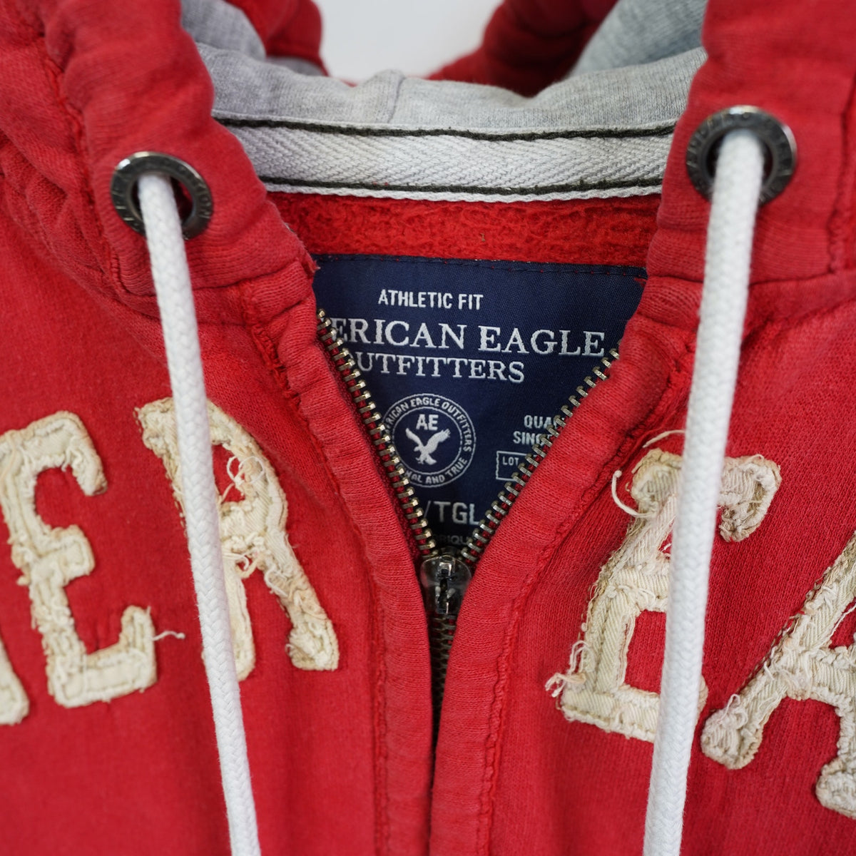 (XL) Vintage American Eagle Y2K Sewn Full Zip Hoodie Men's XL Athletic Fit Red 2000s