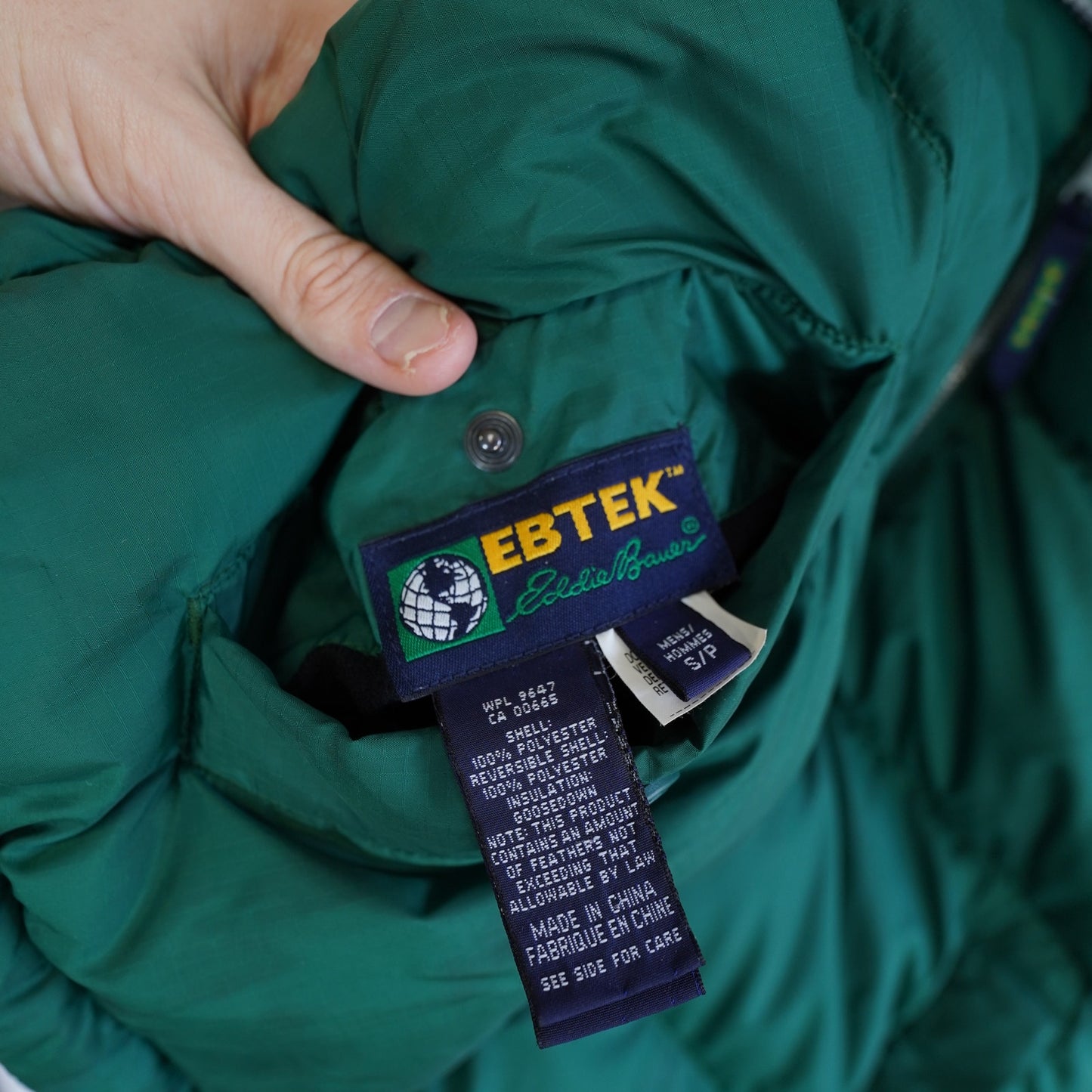 (S/M) Vintage Eddie Bauer Ebtek Reversible 90s Down Puffer Vest Men's S-M Green Blue