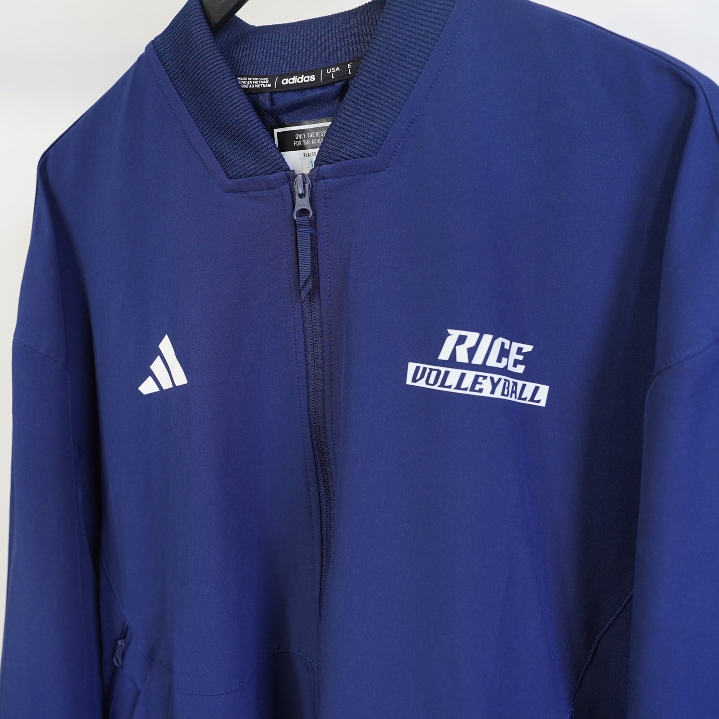 (L) Adidas Rice University Owls Volleyball Windbreaker Bomber Jacket Men's L Blue