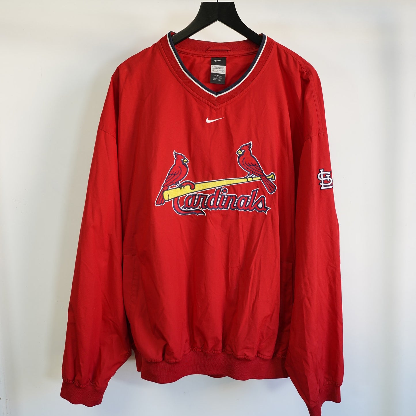 (XXL) Vtg St. Louis Cardinals Nike Center Swoosh Pullover Windbreaker Red