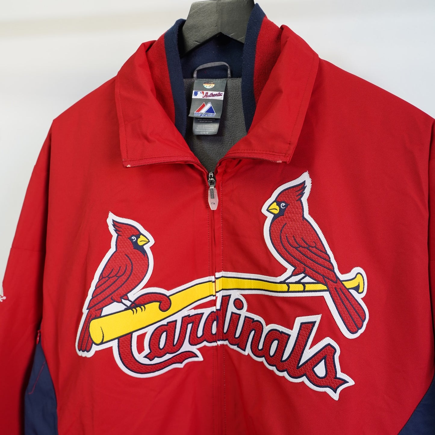 (L) Vintage St. Louis Cardinals Majestic Authentic Jacket Men's L Red Fleece Lined