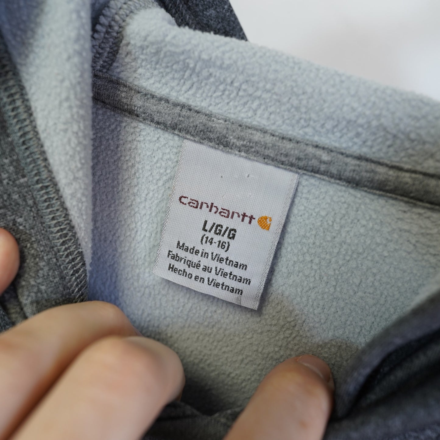 (Boys L) Carhartt Force Extremes Pullover Hoodie Kids Youth Boys L 14-16 Gray Workwear