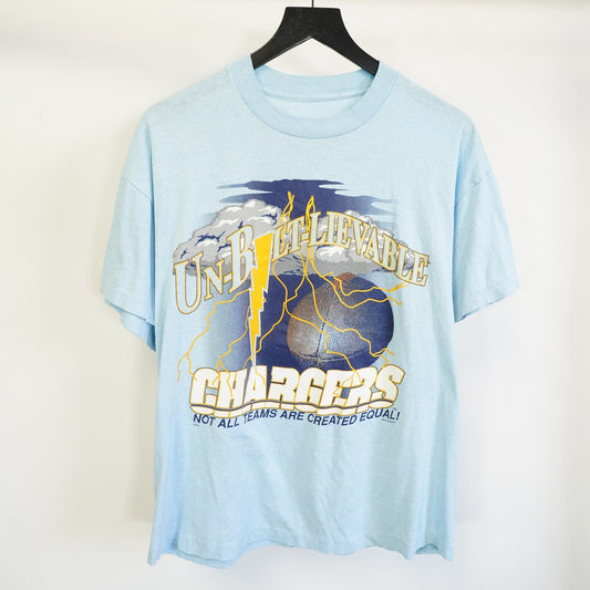 (L) Vintage San Diego Chargers 90s T-Shirt Men's L Single Stitch Baby Blue NFL