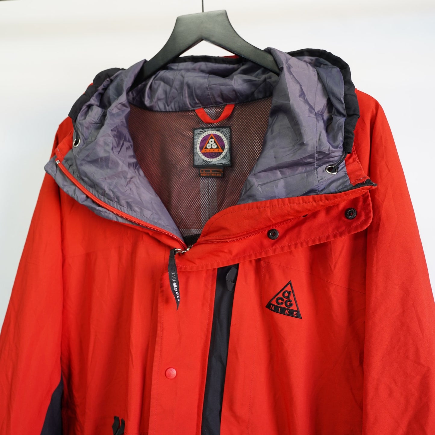 (L) Vintage 90s Nike Acg Storm-Fit Mountain Parka Jacket Men's L Red Orange Tech