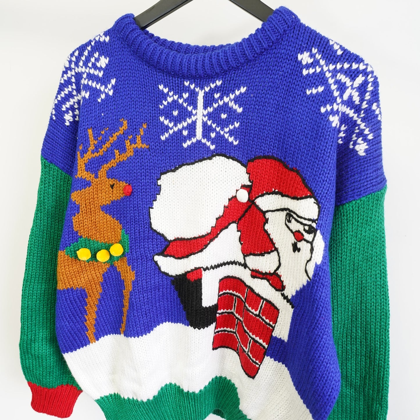 (XL) Vintage Karen Scott Knit Ugly Christmas Sweater Women's XL Santa Rudolph Snow