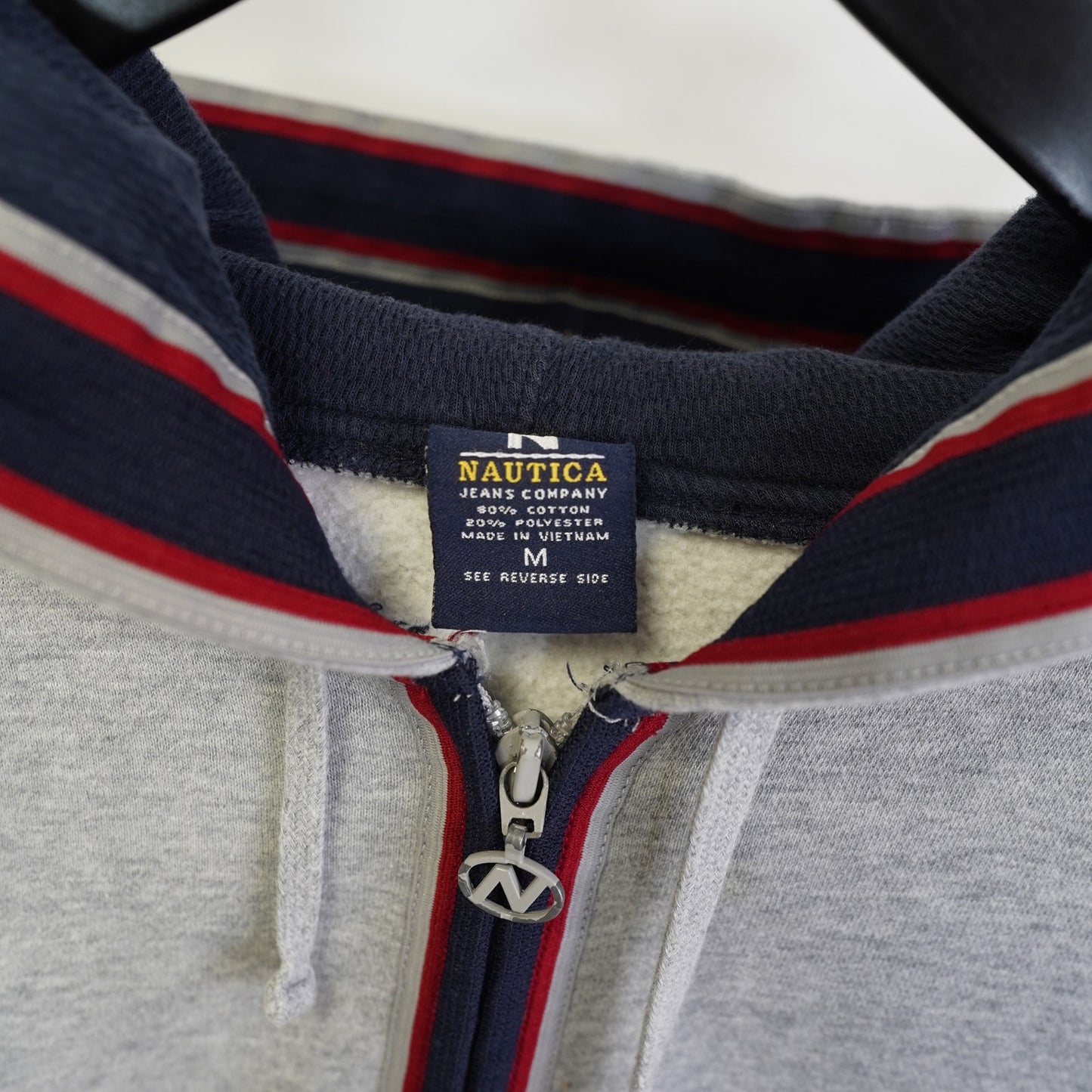 (M) Vintage Nautica Competition Full Zip 2000s Hoodie Men's M Gray Blue Y2K Hip Hop