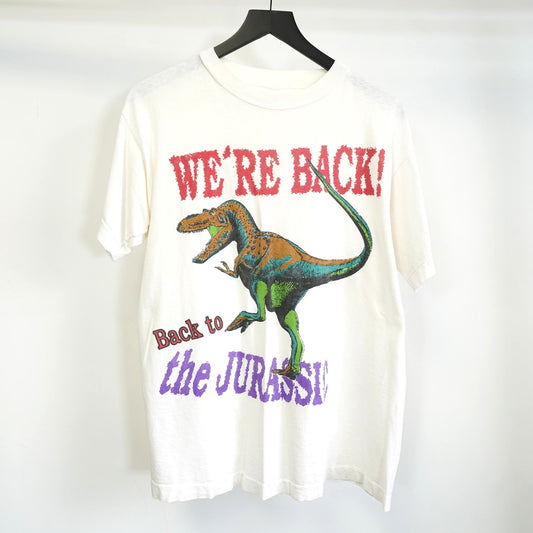 (L) Vintage Jurassic Park T-Rex Dinosaur Single Stitch T-Shirt Men's L White Raptor