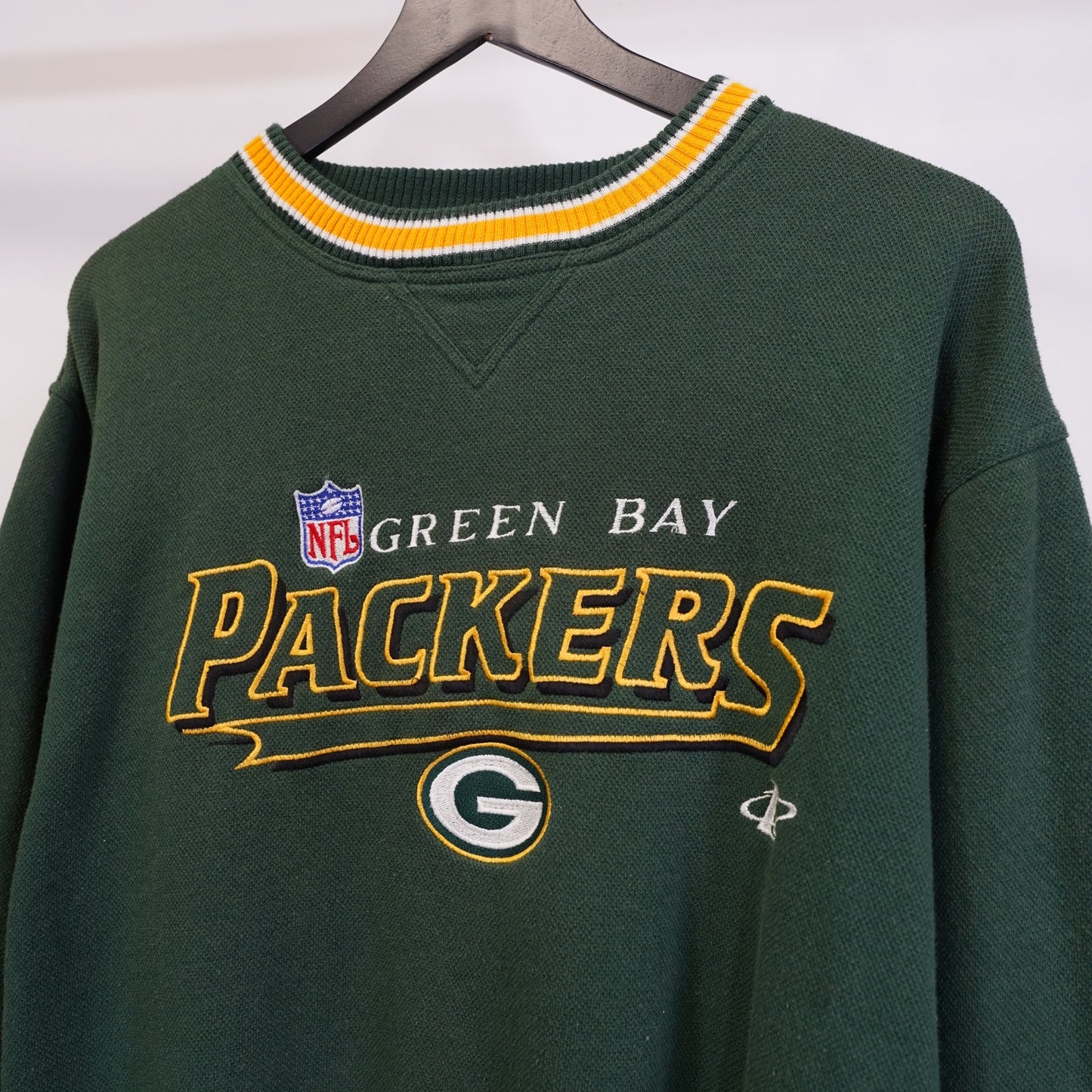 (L) Vintage Green Bay Packers Logo Athletic Embroidered Sweatshirt Men's L Green