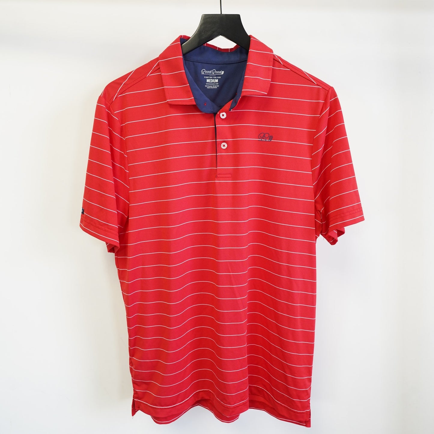 (M) Good Good Striped Performance Golf Polo Shirt Men's M Red White