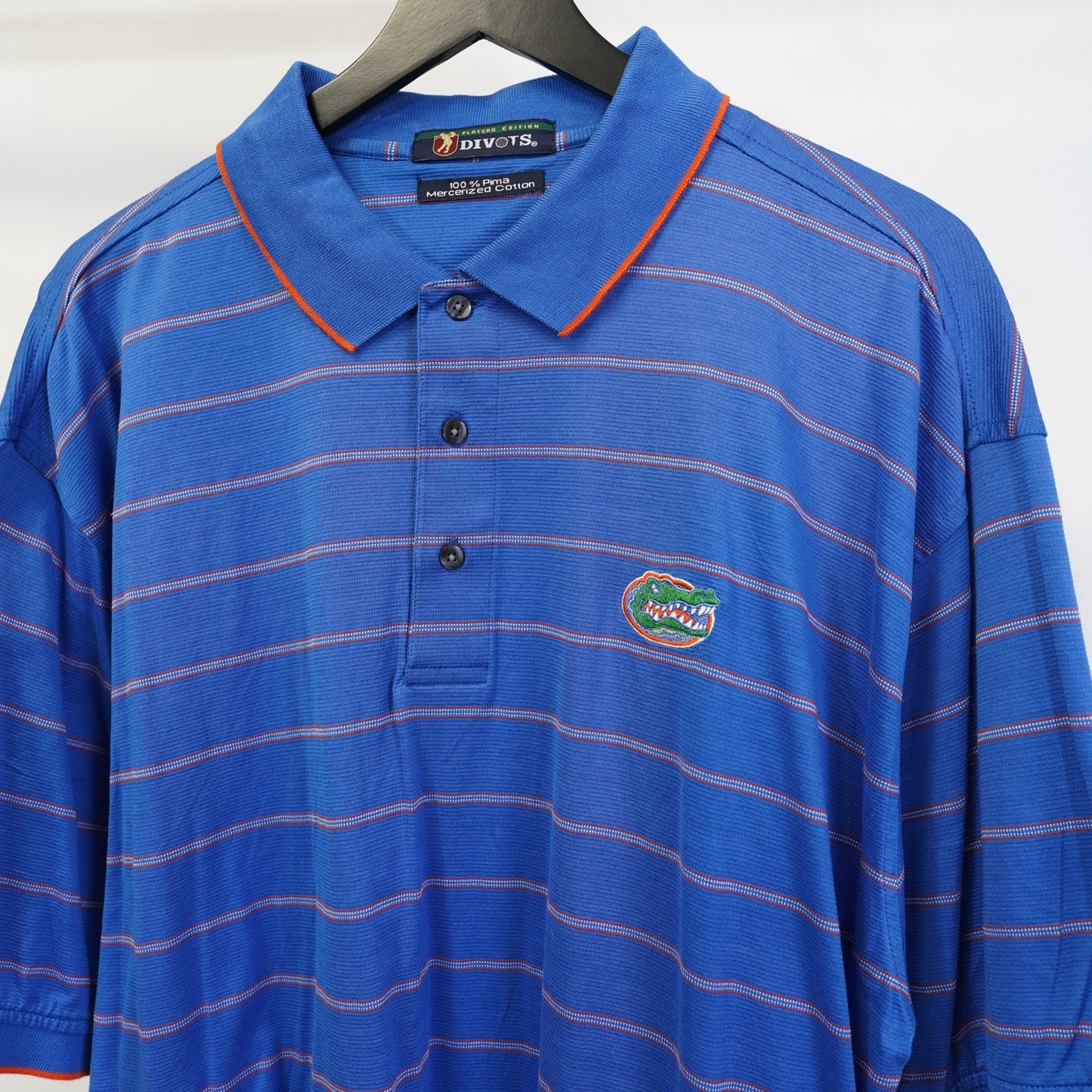 (XXL) Vintage Florida Gators Embroidered Divots Golf Polo Shirt Men's XXL Striped Blue