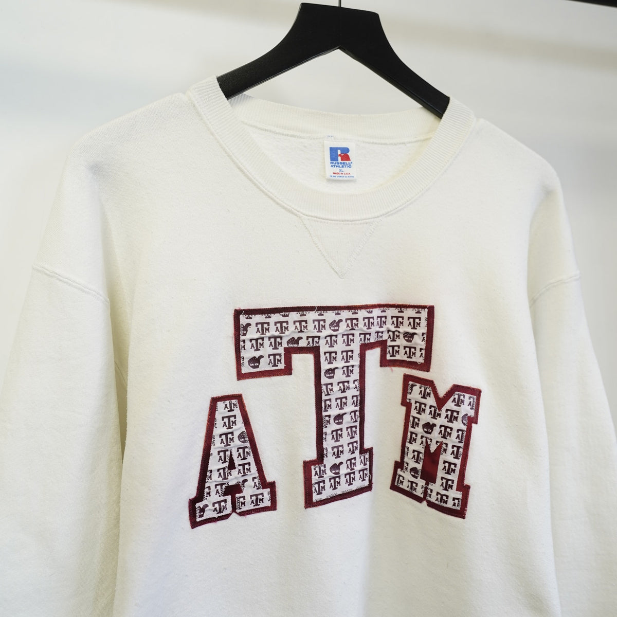 (XL) Vintage A&M Aggies Sewn Russell Athletic 90s Sweatshirt Men's XL White ATM Retro