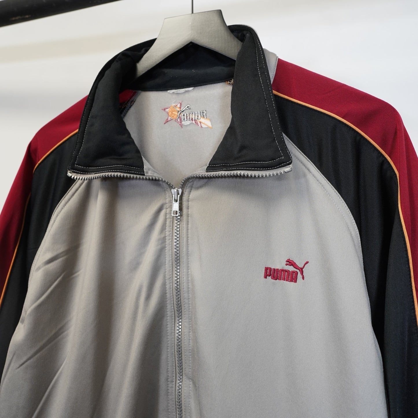 (XL) Vintage 90s Puma Hoops Track Jacket Mens XL Gray Silver Hip Hop Retro Basketball