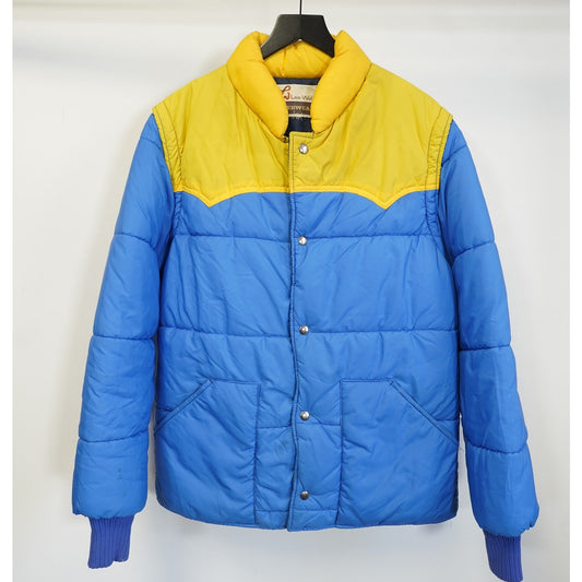 (L) True Vintage Lee Wald 70s Western Down Puffer Jacket Men's L Blue Yellow