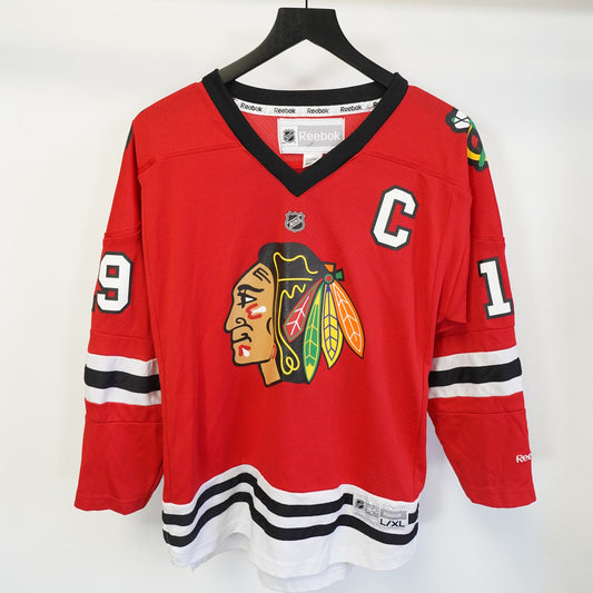 (Boys L/XL) Chicago Blackhawks Jonathan Toews Reebok NHL Hockey Jersey Boys L/XL Red Kids