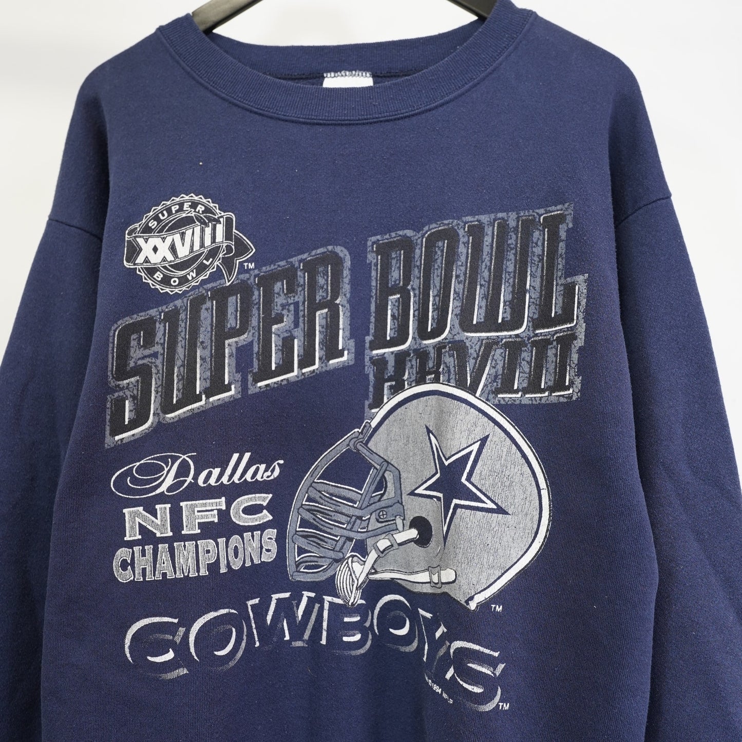 (L) Vintage 90s Dallas Cowboys Superbowl 28 Champions Sweatshirt Men's L Blue 90s