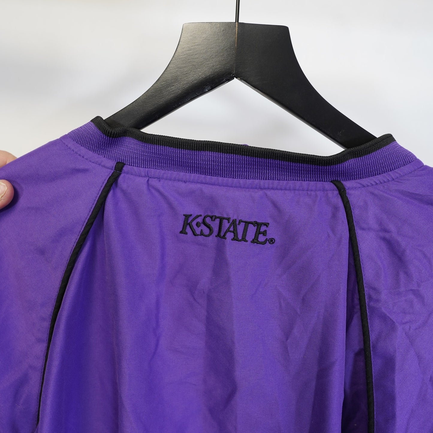 (L) Vintage Kansas State Wildcats Sewn Pullover Windbreaker Men's L Purple Jacket