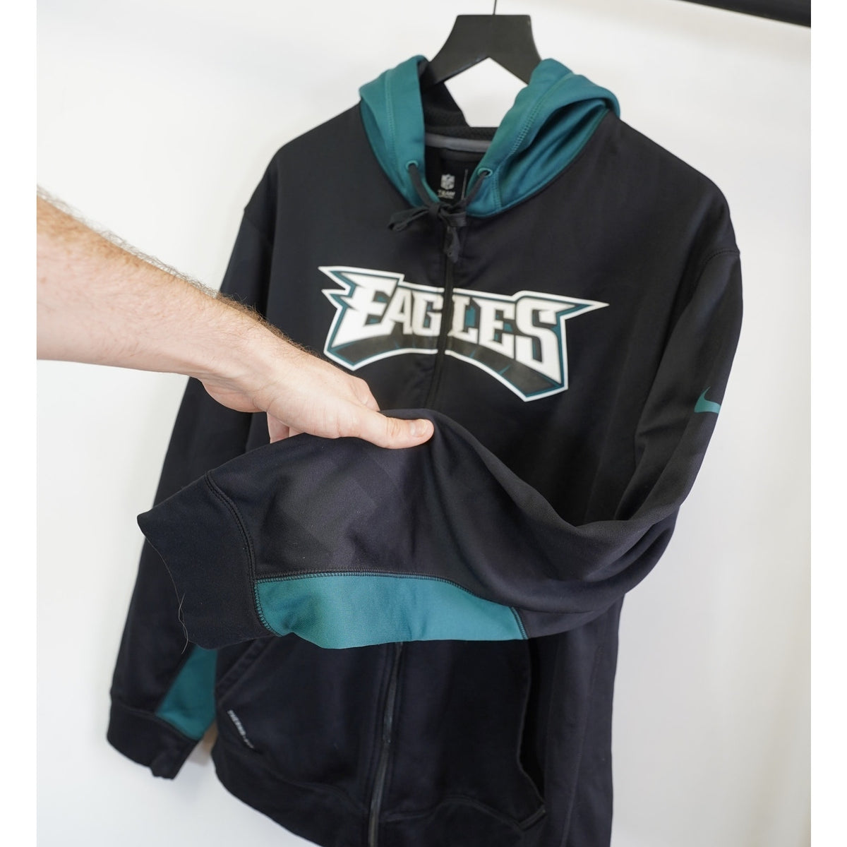 (XL) Nike Philadelphia Eagles Full Zip Therma Fit Hoodie Men's XL Black Green Y2K