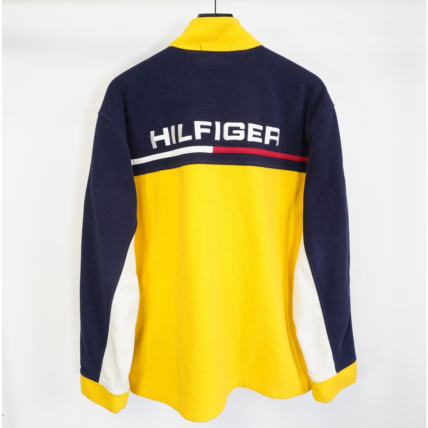 (XL) Vintage Tommy Hilfiger 90s Fleece Full Zip Jacket Men's XL Yellow Sewn Big Flag