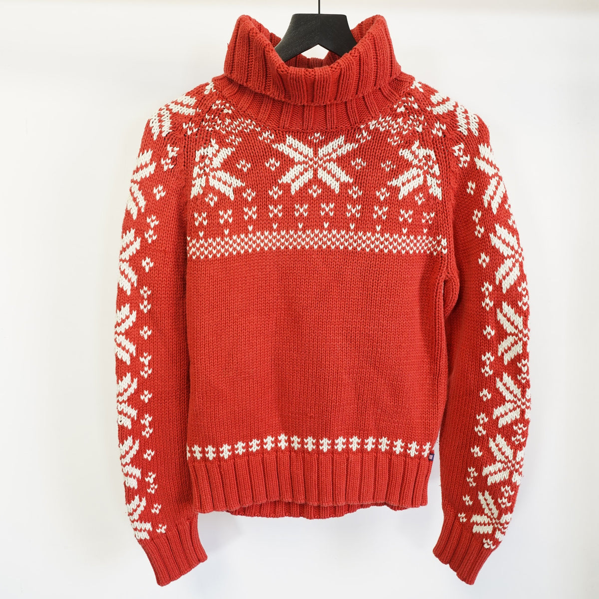 (Women's S) Ralph Lauren Polo Jeans Co Knit Christmas Sweater Turtleneck Red White