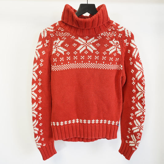 (Women's S) Ralph Lauren Polo Jeans Co Knit Christmas Sweater Turtleneck Red White