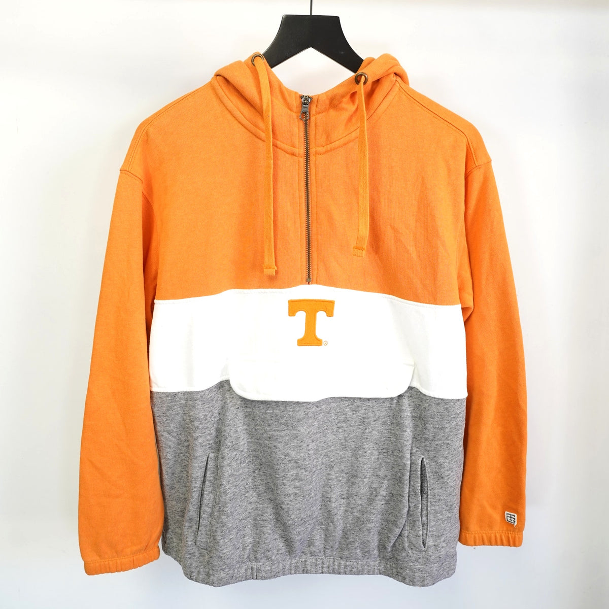 (M) Tennessee Volunteers1/4 Zip Pullover Hoodie Men's M Orange Gray Colorblock Retro