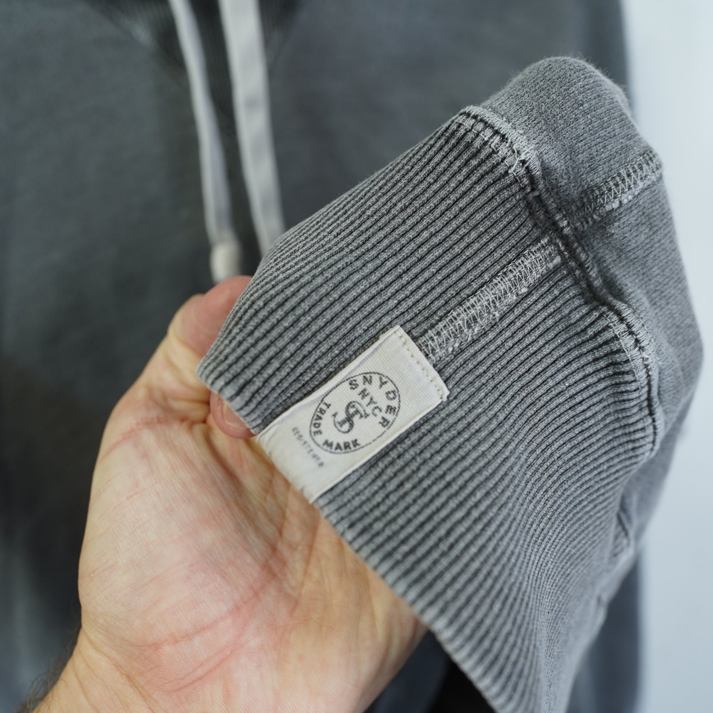 (L) Todd Snyder Heavy Cotton Popover Hoodie Men's L Stone Washed Gray Made in Canada