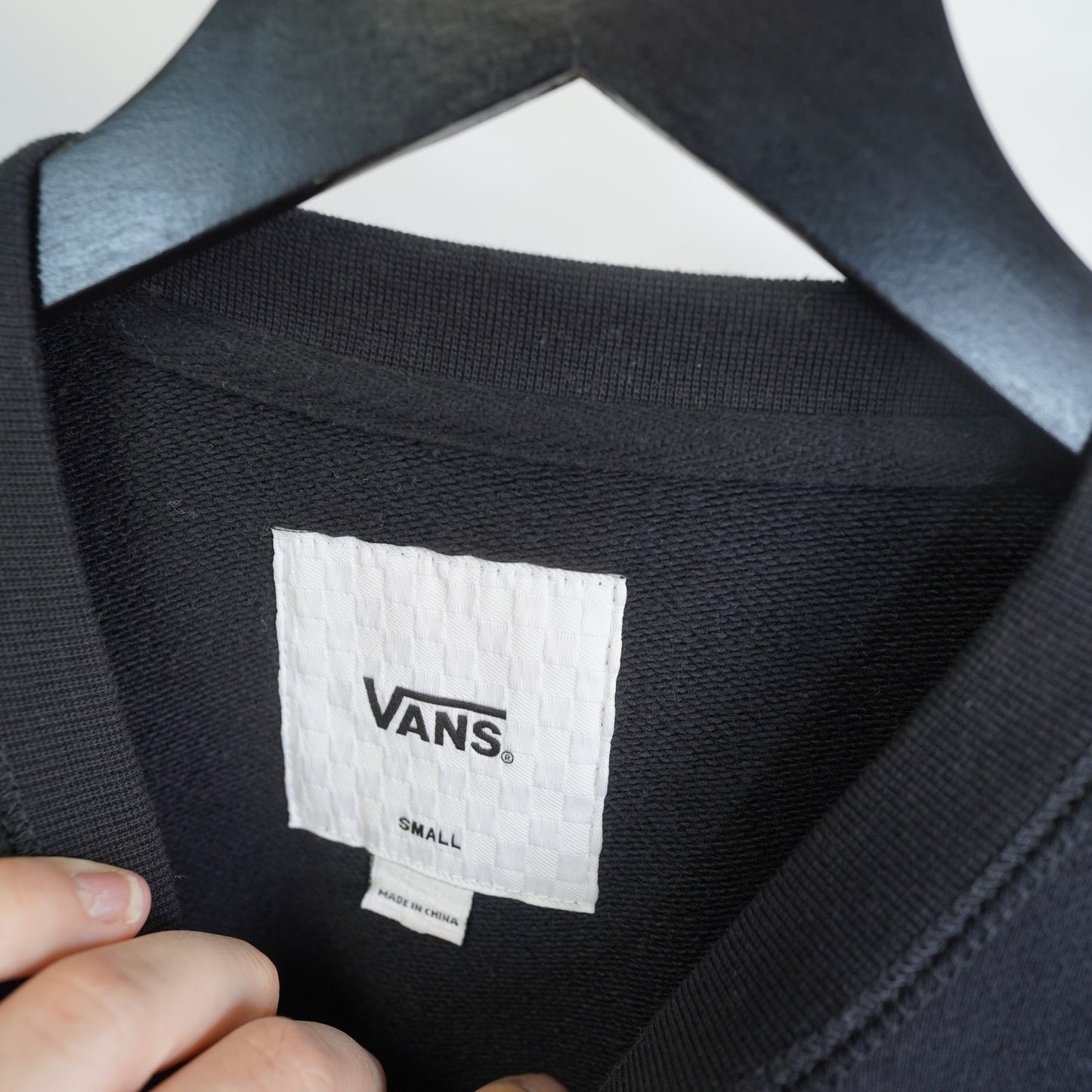 (S) Vans Skateboards Crewneck Sweatshirt Sewn Sleeve Logo Men's S Black New w/Tags