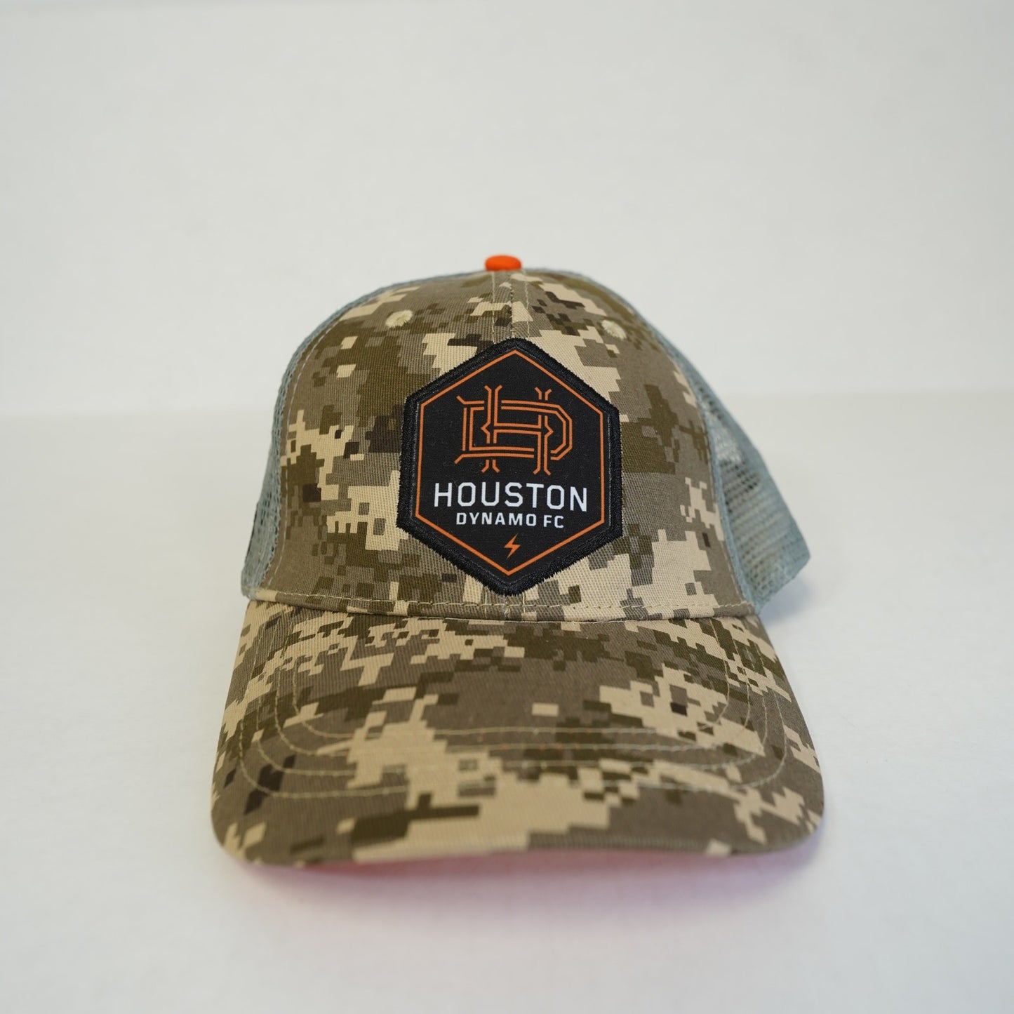 Houston Dynamo FC Snapback Trucker Hat Tan Atmosphere Digital Camouflage Curved