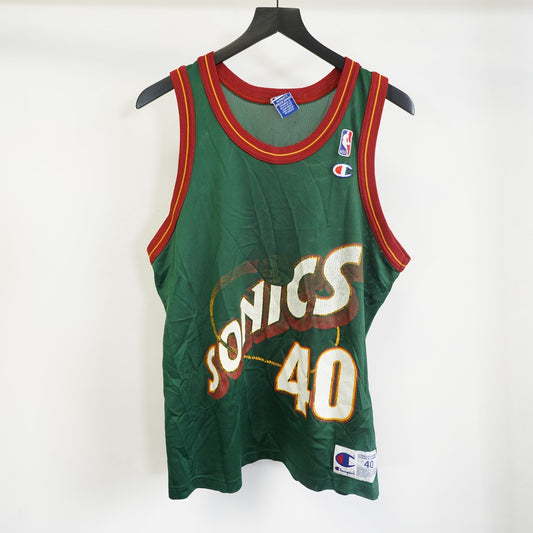 (M) Vintage Shawn Kemp Seattle Super Sonics Champion Basketball Jersey Mens M Sz 40