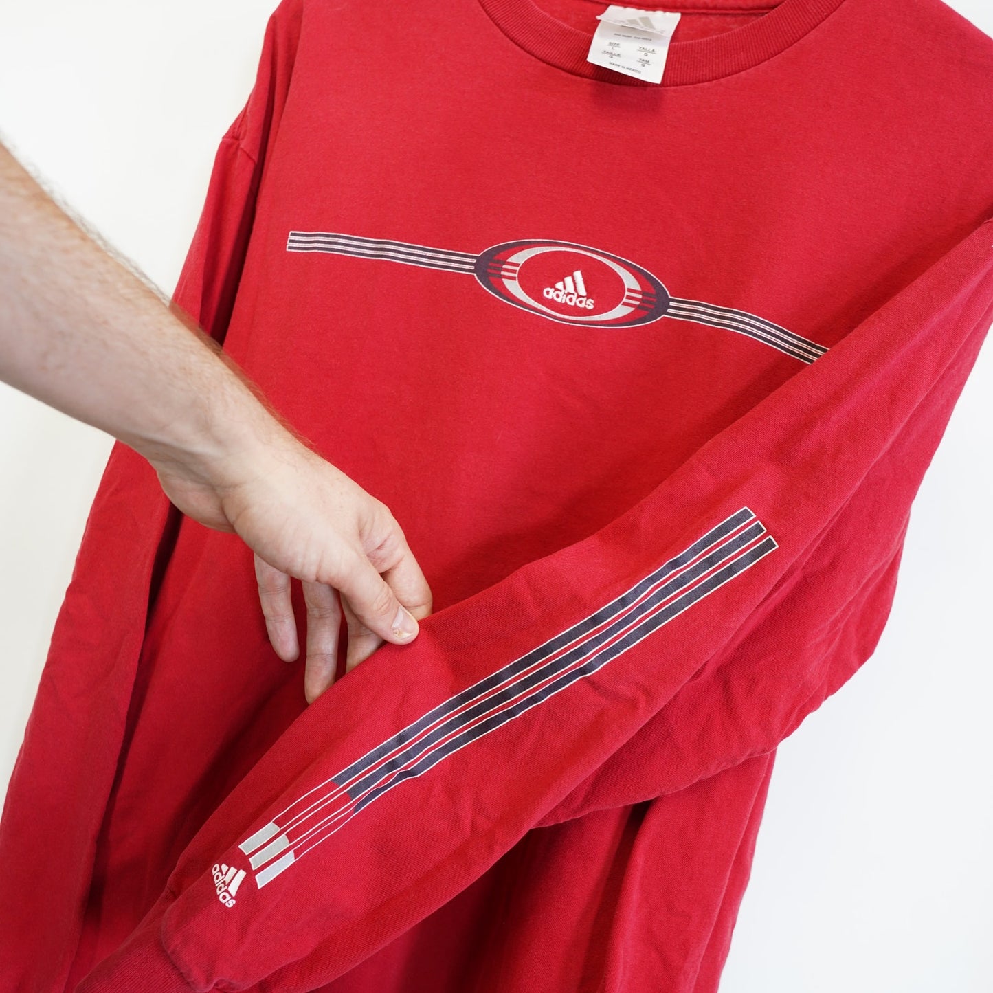 (L) Vintage Y2K Adidas Longsleeve T-Shirt Men's L Red 2000s Retro