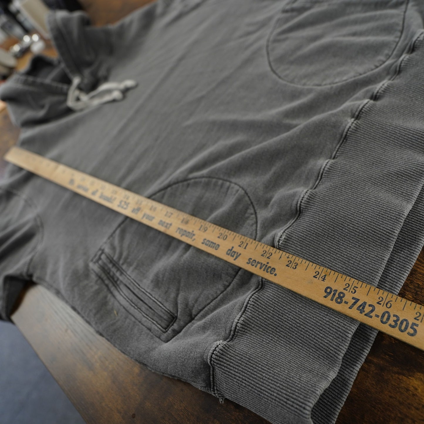 (L) Todd Snyder Heavy Cotton Popover Hoodie Men's L Stone Washed Gray Made in Canada
