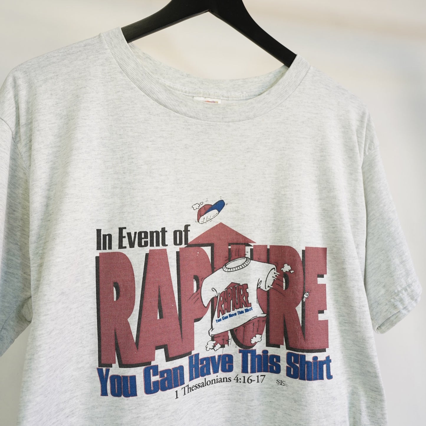 L) Vintage Religious Rapture Jesus T-Shirt Funny Christian God Swag