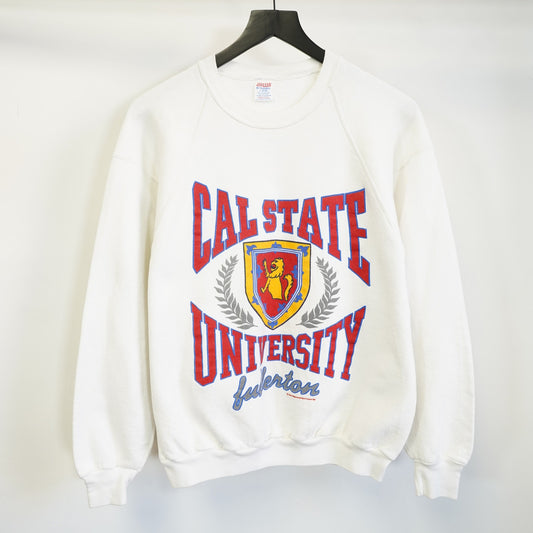 (M) Vintage Cal State Fullerton University Sweatshirt Men's M White 80s Jerzees