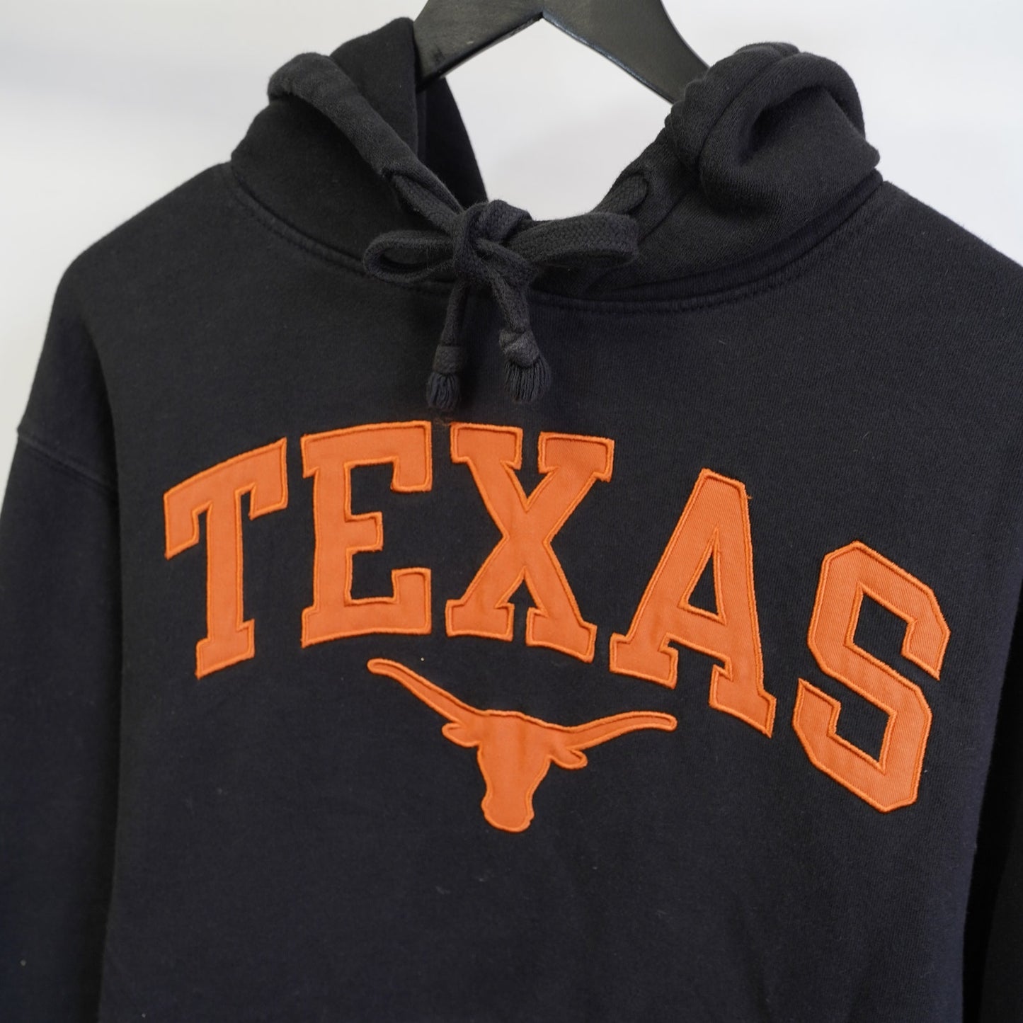 (L) University of Texas Longhorns Embroidered Hoodie Men's L Black Sewn UT