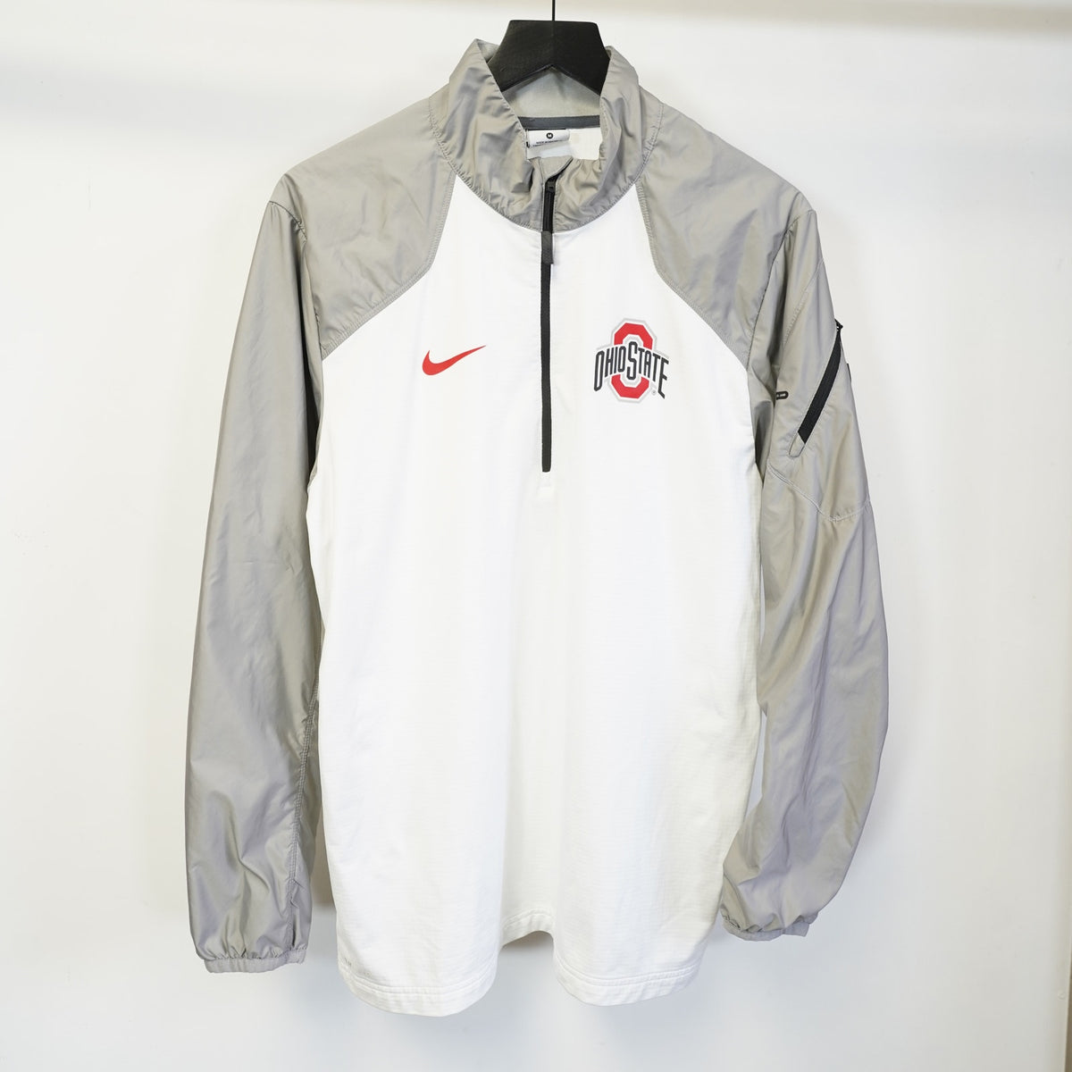 (M) Nike Ohio State Buckeyes 1/4 Zip Pullover Windbreaker Jacket Mens M White DriFit