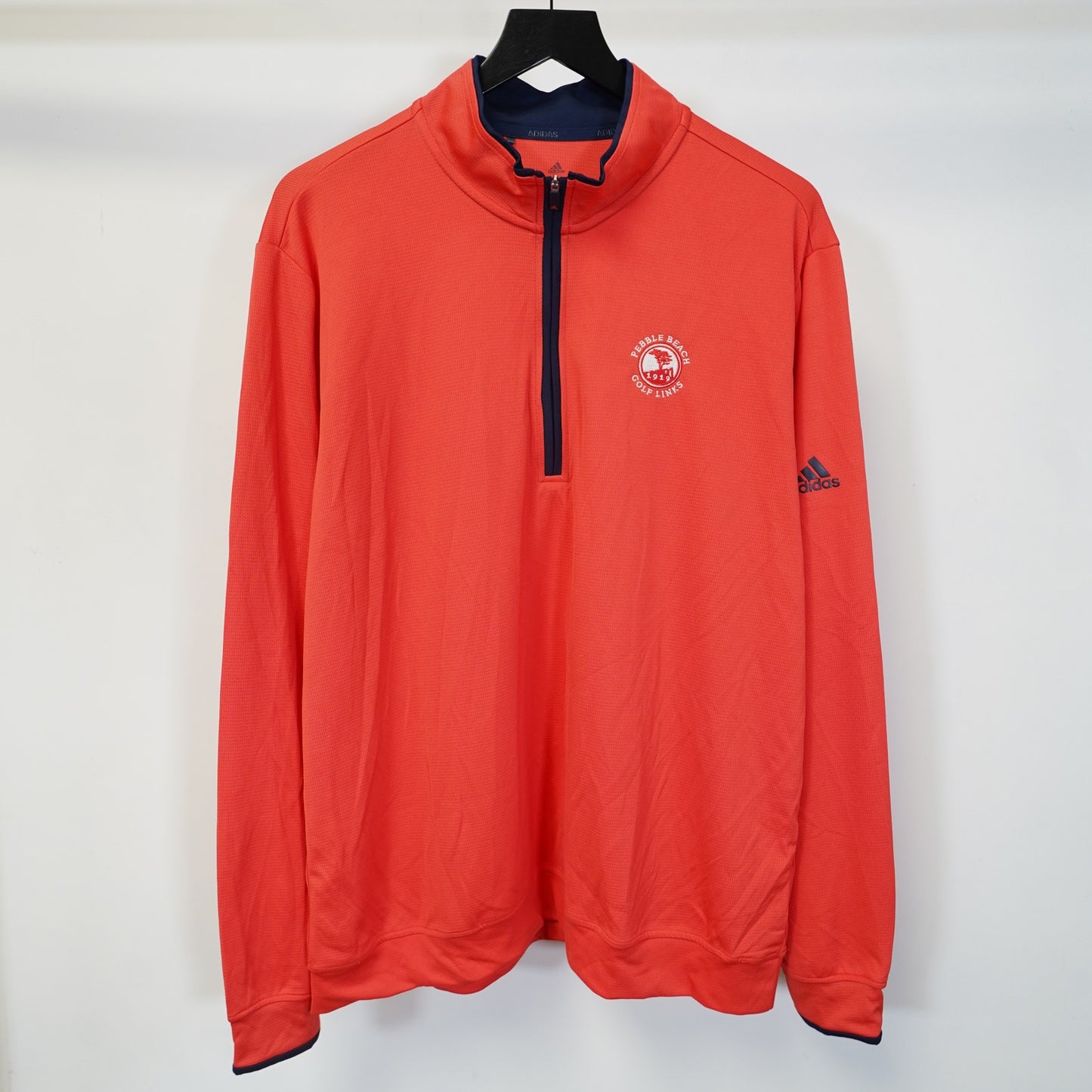 (XL) Adidas Pebble Beach Golf Links 1/4 Zip Pullover Men's XL Orange Pink Embroidered
