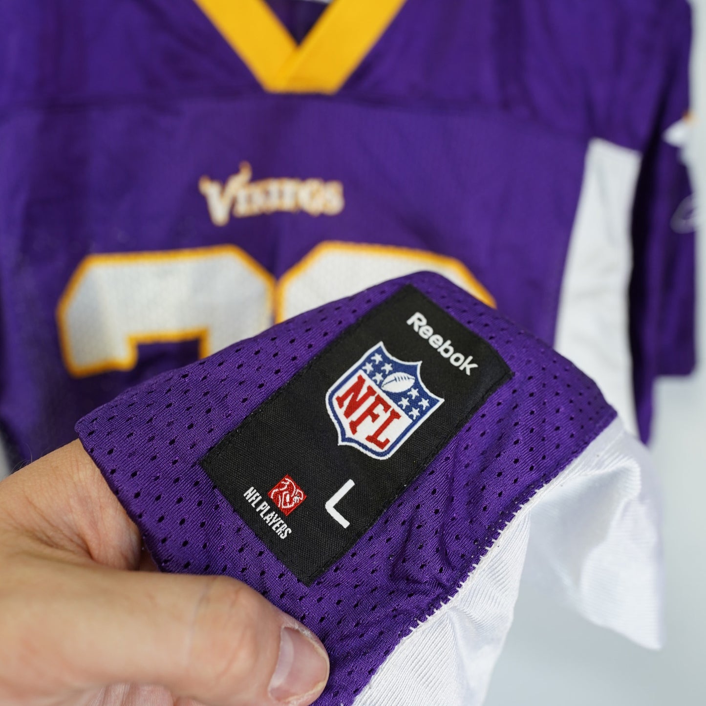 (Youth L) Vintage Reebok Minnesota Vikings Adrian Peterson Jersey Youth L Kids NFL Purple